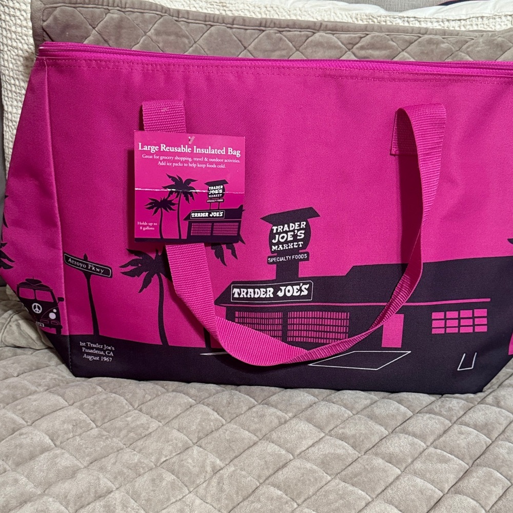 Pink and Black Reusable Tote Bag